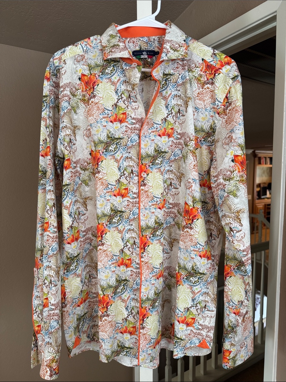 Stone Rose Tropical Men's Lightweight Button Up Shirt -Italian Fabric